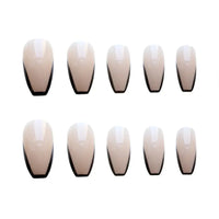 24Pcs Seamless Removable Artificial Press On Nail Art Detachable Fashion False Nails With Designs French Black Edge Fake Nails Natalia Home Fashion    Natalia Home Fashion