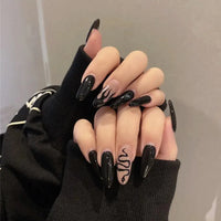 24Pcs Seamless Removable Artificial Press On Nail Art Detachable Fashion False Nails With Designs French Black Edge Fake Nails Natalia Home Fashion   PD-267 Natalia Home Fashion