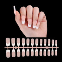 24pcs French Nail Tips False Fake Nails Medium Short Long Rectangular False Nail Easy Wear for Home Office Wear Press on Nails Natalia Home Fashion    Natalia Home Fashion