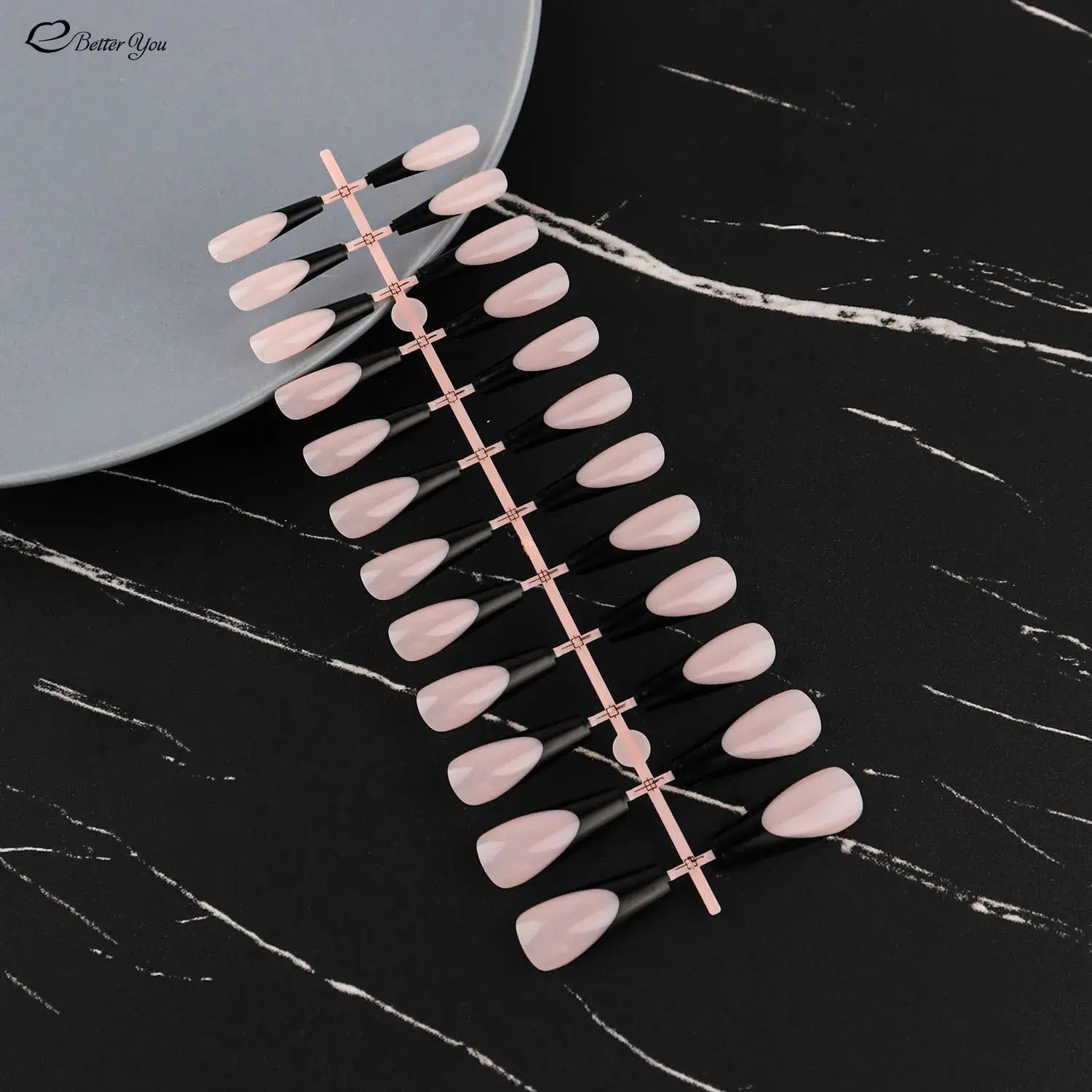 24pcs French Nail Tips False Fake Nails Medium Short Long Rectangular False Nail Easy Wear for Home Office Wear Press on Nails Natalia Home Fashion   XFS-MP15-regular Natalia Home Fashion