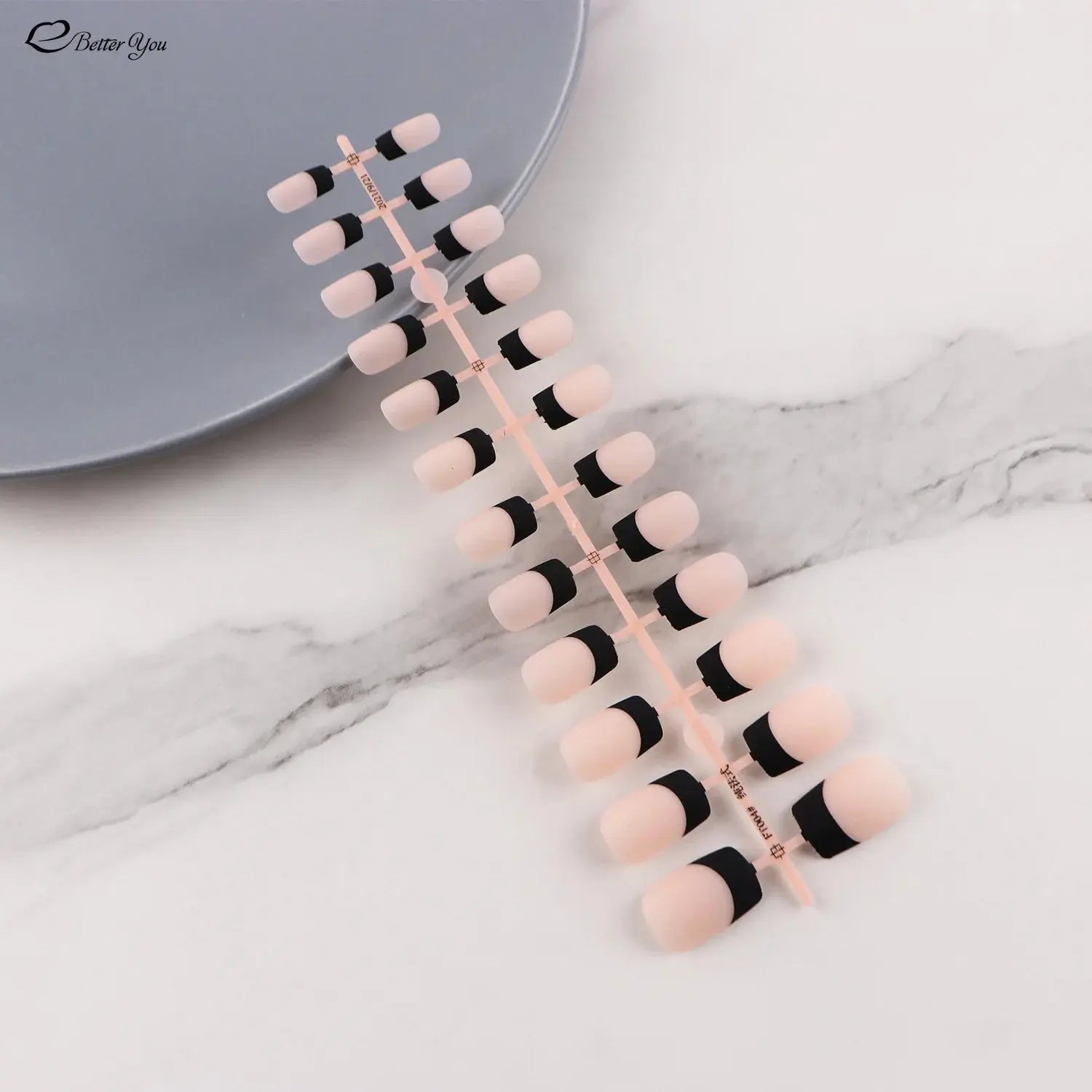 24pcs French Nail Tips False Fake Nails Medium Short Long Rectangular False Nail Easy Wear for Home Office Wear Press on Nails Natalia Home Fashion   DF-MP02-matte Natalia Home Fashion