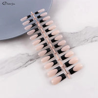 24pcs French Nail Tips False Fake Nails Medium Short Long Rectangular False Nail Easy Wear for Home Office Wear Press on Nails Natalia Home Fashion   CFX-MP02-regular Natalia Home Fashion