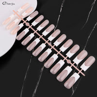 24pcs French Nail Tips False Fake Nails Medium Short Long Rectangular False Nail Easy Wear for Home Office Wear Press on Nails Natalia Home Fashion   CFX-MP01-regular Natalia Home Fashion