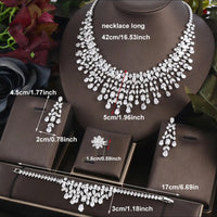 4pcs Bridal Zirconia Full Jewelry Sets For Women Party, Luxury CZ Crystal Wedding necklace sets Natalia Home Fashion    Natalia Home Fashion