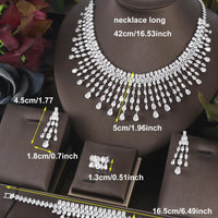 4pcs Bridal Zirconia Full Jewelry Sets For Women Party, Luxury CZ Crystal Wedding necklace sets Natalia Home Fashion    Natalia Home Fashion