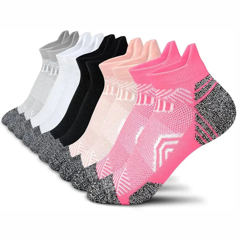 5 Pairs Performance Athletic Ankle Socks for Women Ankle Support Low Cut Soft Tab Marathon Running Compression Socks Natalia Home Fashion    Natalia Home Fashion