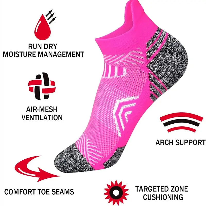 5 Pairs Performance Athletic Ankle Socks for Women Ankle Support Low Cut Soft Tab Marathon Running Compression Socks Natalia Home Fashion    Natalia Home Fashion