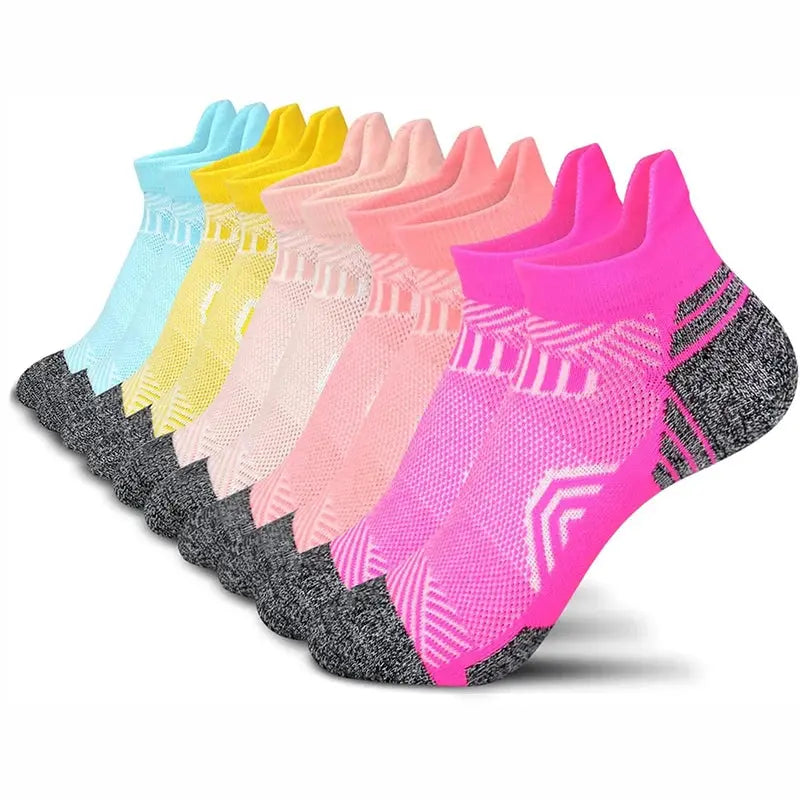 5 Pairs Performance Athletic Ankle Socks for Women Ankle Support Low Cut Soft Tab Marathon Running Compression Socks Natalia Home Fashion   Mix-Color-1-EU-35-44 Natalia Home Fashion