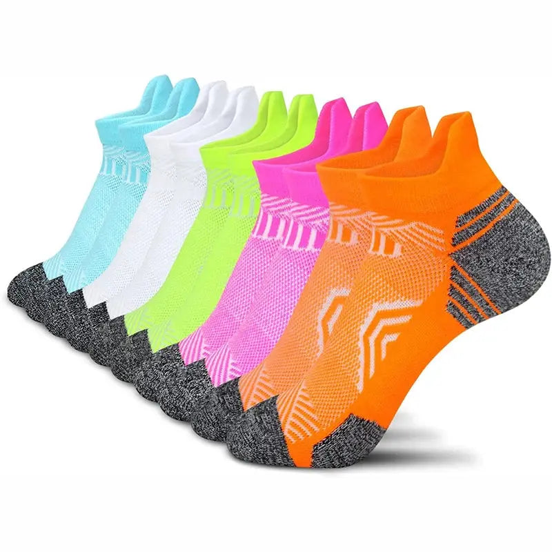 5 Pairs Performance Athletic Ankle Socks for Women Ankle Support Low Cut Soft Tab Marathon Running Compression Socks Natalia Home Fashion   Mix-Color-3-EU-35-44 Natalia Home Fashion