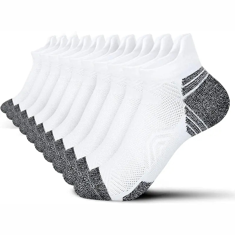 5 Pairs Performance Athletic Ankle Socks for Women Ankle Support Low Cut Soft Tab Marathon Running Compression Socks Natalia Home Fashion   White-EU-35-44 Natalia Home Fashion