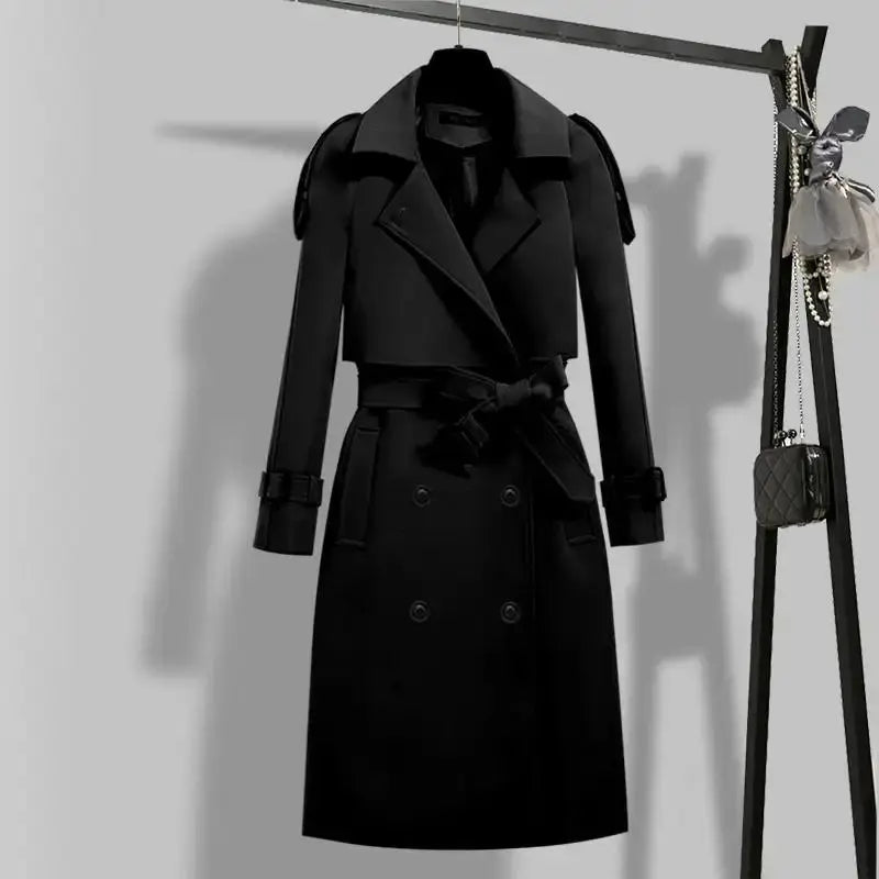 Autumn winter trench-coat Turn Down Collar black oversize Overcoat Long Sleeve plus size fashion women Trench Coats My Store