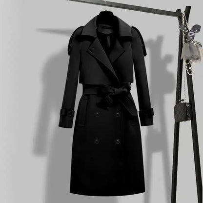 Autumn winter trench-coat Turn Down Collar black oversize Overcoat Long Sleeve plus size wholesale fashion women Trench Coats My Store