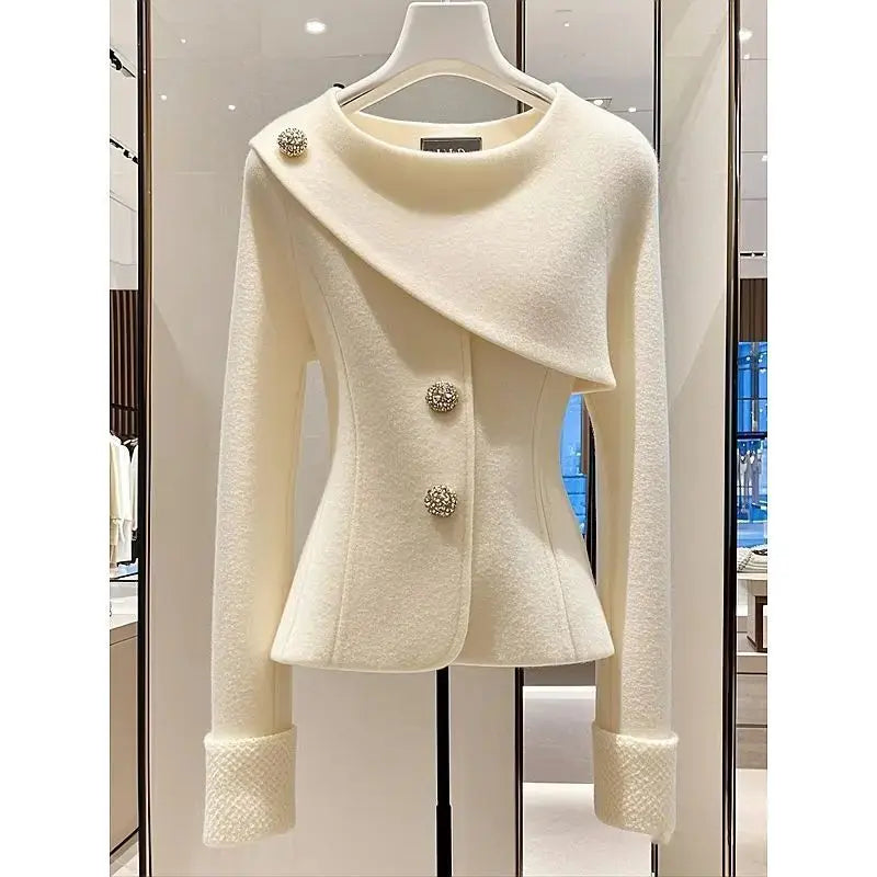 Chic Jacket Women's Overcoat Fashion Sweet Slim Single Breasted Casual Professional Coat Outwear Tops Natalia Home Fashion    Natalia Home Fashion