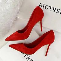 Classic Women Pumps Elegant Party Shoes Solid Suede Fined High Heels 9m Office Shoes Ladies Pumps My Store