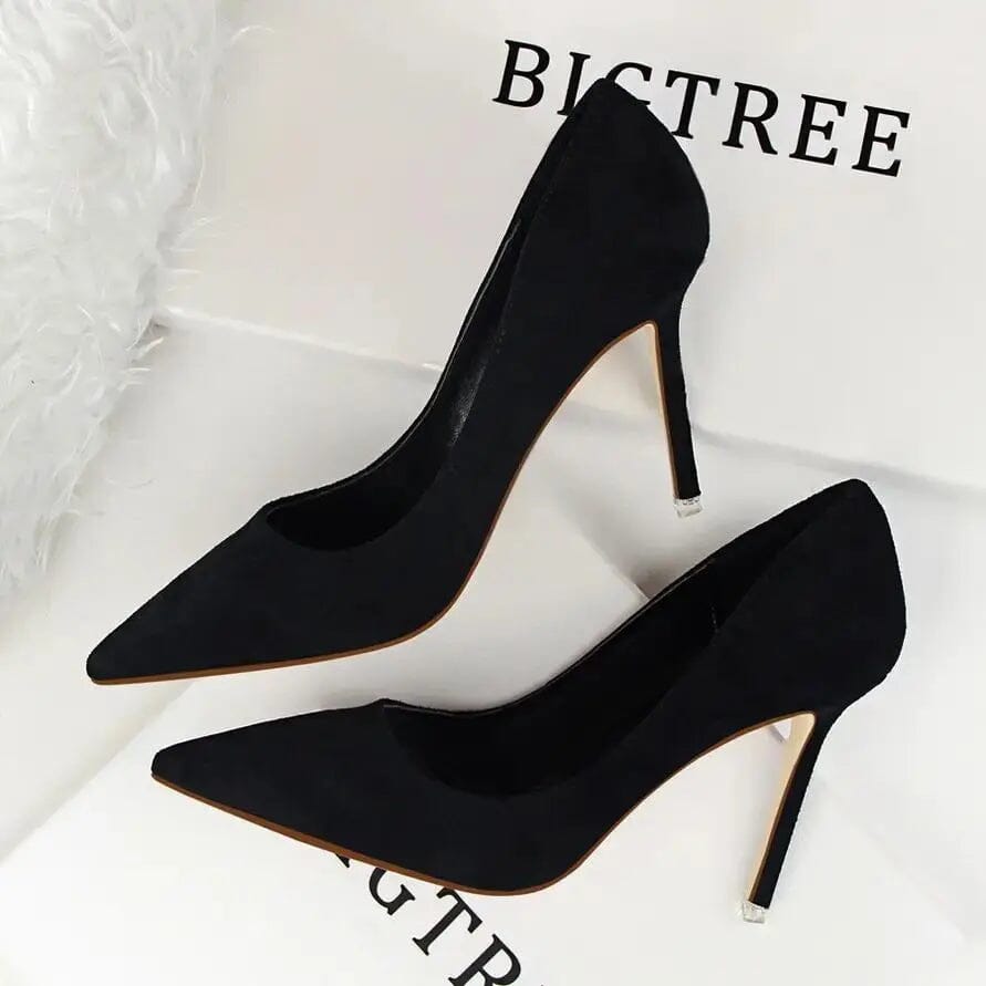 Classic Women Pumps Elegant Party Shoes Solid Suede Fined High Heels 9m Office Shoes Ladies Pumps My Store