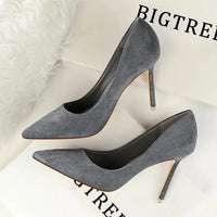 Classic Women Pumps Elegant Party Shoes Solid Suede Fined High Heels 9m Office Shoes Ladies Pumps My Store