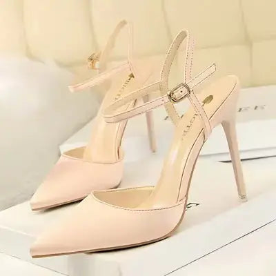 Designer Sexy lady fashion Brand Women studded spikes point toe strappy high heels bride wedding shoes My Store