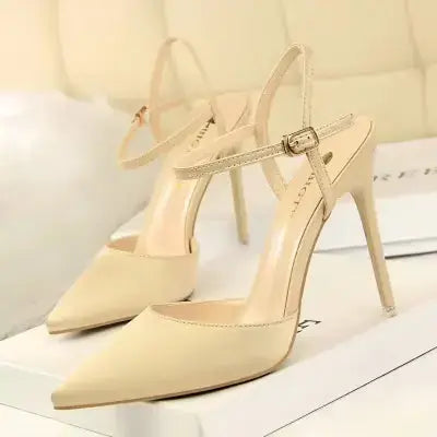 Designer Sexy lady fashion Brand Women studded spikes point toe strappy high heels bride wedding shoes My Store