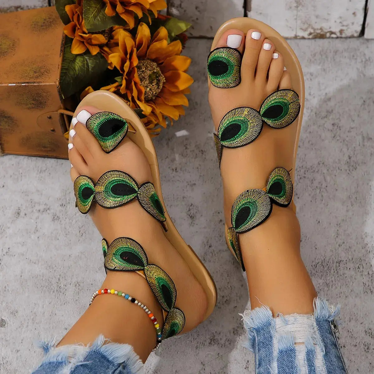 Embroidered Faux Flower Fashion Sandals Flats Every day wear Slippers Natalia Home Fashion    Natalia Home Fashion