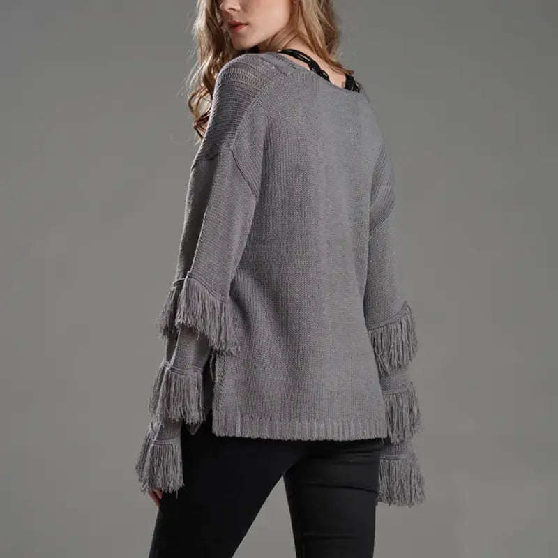 Fashion Autumn Winter Fringe Long Sleeve Lady Knitted Cable Cashmere Cardigan Women Plus Size Sweaters My Store