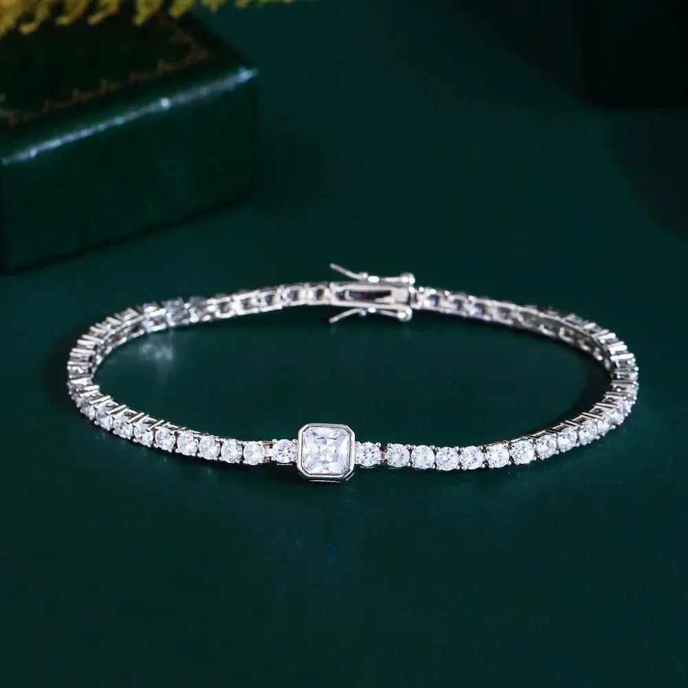 Fashion Heart Cubic Zirconia Stone Bracelet for Women Bridal Wedding Engagement Party Jewelry Natalia Home Fashion   Square Natalia Home Fashion