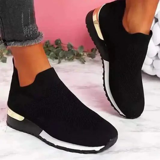 Fashion Platform Women's Sport Shoes  Casual Breathable Outdoor Running Shoes Slip-on Vulcanize Sneakers Natalia Home Fashion   black-43 Natalia Home Fashion