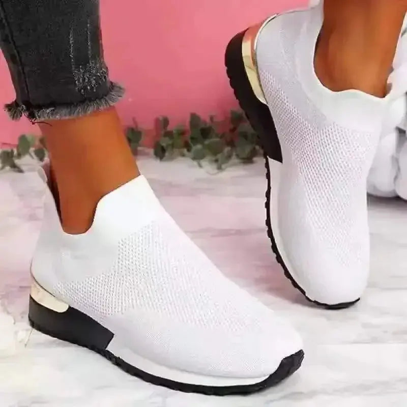 Fashion Platform Women's Sport Shoes  Casual Breathable Outdoor Running Shoes Slip-on Vulcanize Sneakers Natalia Home Fashion   WHITE-43 Natalia Home Fashion