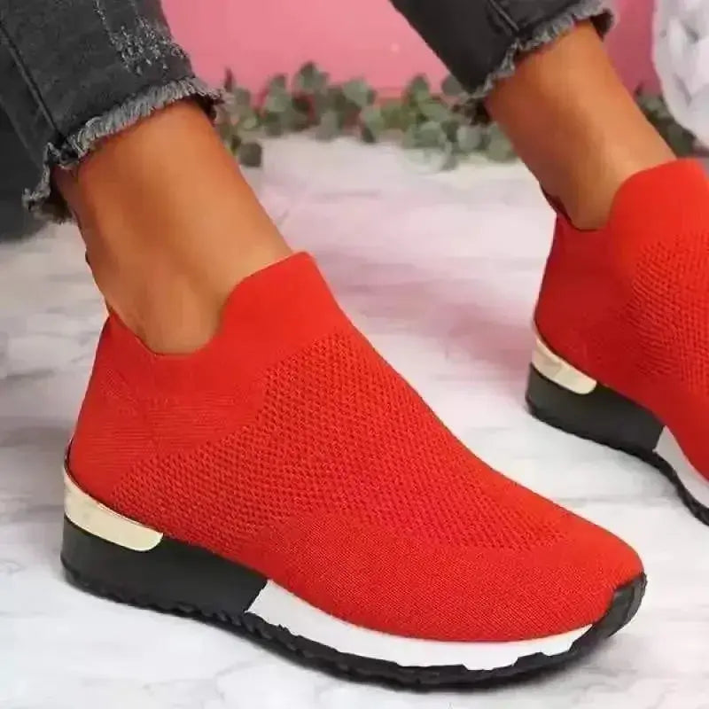 Fashion Platform Women's Sport Shoes  Casual Breathable Outdoor Running Shoes Slip-on Vulcanize Sneakers Natalia Home Fashion   Red-43 Natalia Home Fashion