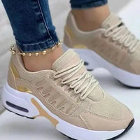 Fashion Woman Vulcanize Platform Casual Sneakers Women Flats Mesh Breathable Running Walking Shoes Chunky Sports Shoe Natalia Home Fashion   Khaki-43 Natalia Home Fashion