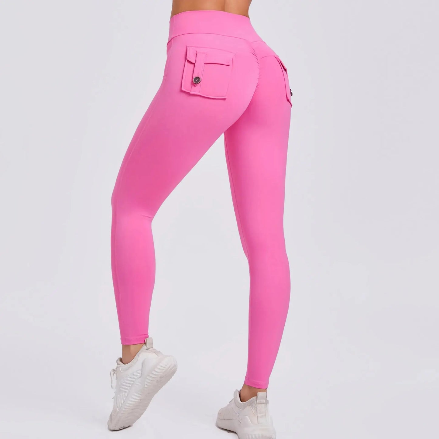 Fitness Leggings Women Yoga Pants Pocket High Waist Push Up Sport Leggings Women Super Stretchy Gym Workout Tights Running Pants Natalia Home Fashion   Pink-M Natalia Home Fashion