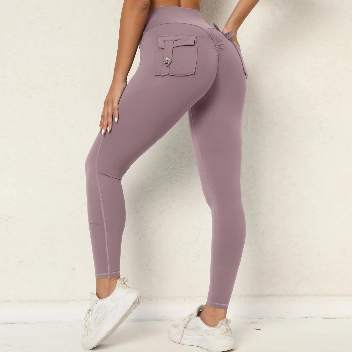 Fitness Leggings Women Yoga Pants Pocket High Waist Push Up Sport Leggings Women Super Stretchy Gym Workout Tights Running Pants Natalia Home Fashion   Mulberry-Purple-M Natalia Home Fashion