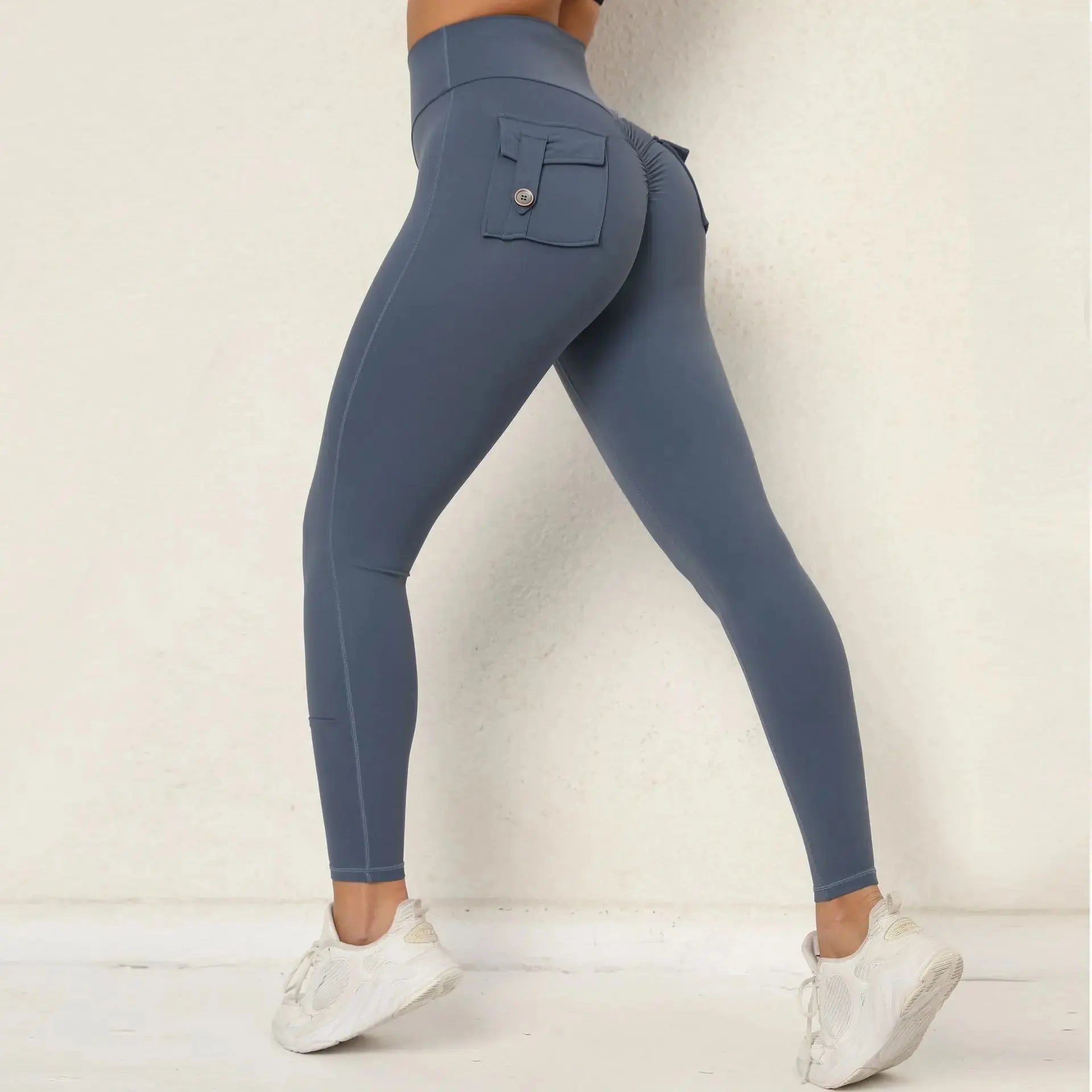 Fitness Leggings Women Yoga Pants Pocket High Waist Push Up Sport Leggings Women Super Stretchy Gym Workout Tights Running Pants Natalia Home Fashion   Code-Blue-M Natalia Home Fashion