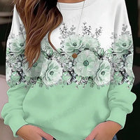 Floral Hoodie O-neck Hoodie Women Fashion Hoodies Women Sweats Floral Round Neck Pullovers Natalia Home Fashion   RHF5H232811A-5XL Natalia Home Fashion