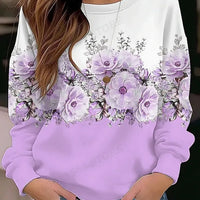 Floral Hoodie O-neck Hoodie Women Fashion Hoodies Women Sweats Floral Round Neck Pullovers Natalia Home Fashion   RHF5H232811D-5XL Natalia Home Fashion