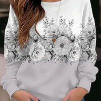 Floral Hoodie O-neck Hoodie Women Fashion Hoodies Women Sweats Floral Round Neck Pullovers Natalia Home Fashion   RHF5H2328119-5XL Natalia Home Fashion