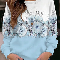 Floral Hoodie O-neck Hoodie Women Fashion Hoodies Women Sweats Floral Round Neck Pullovers Natalia Home Fashion   RHF5H232811E-5XL Natalia Home Fashion