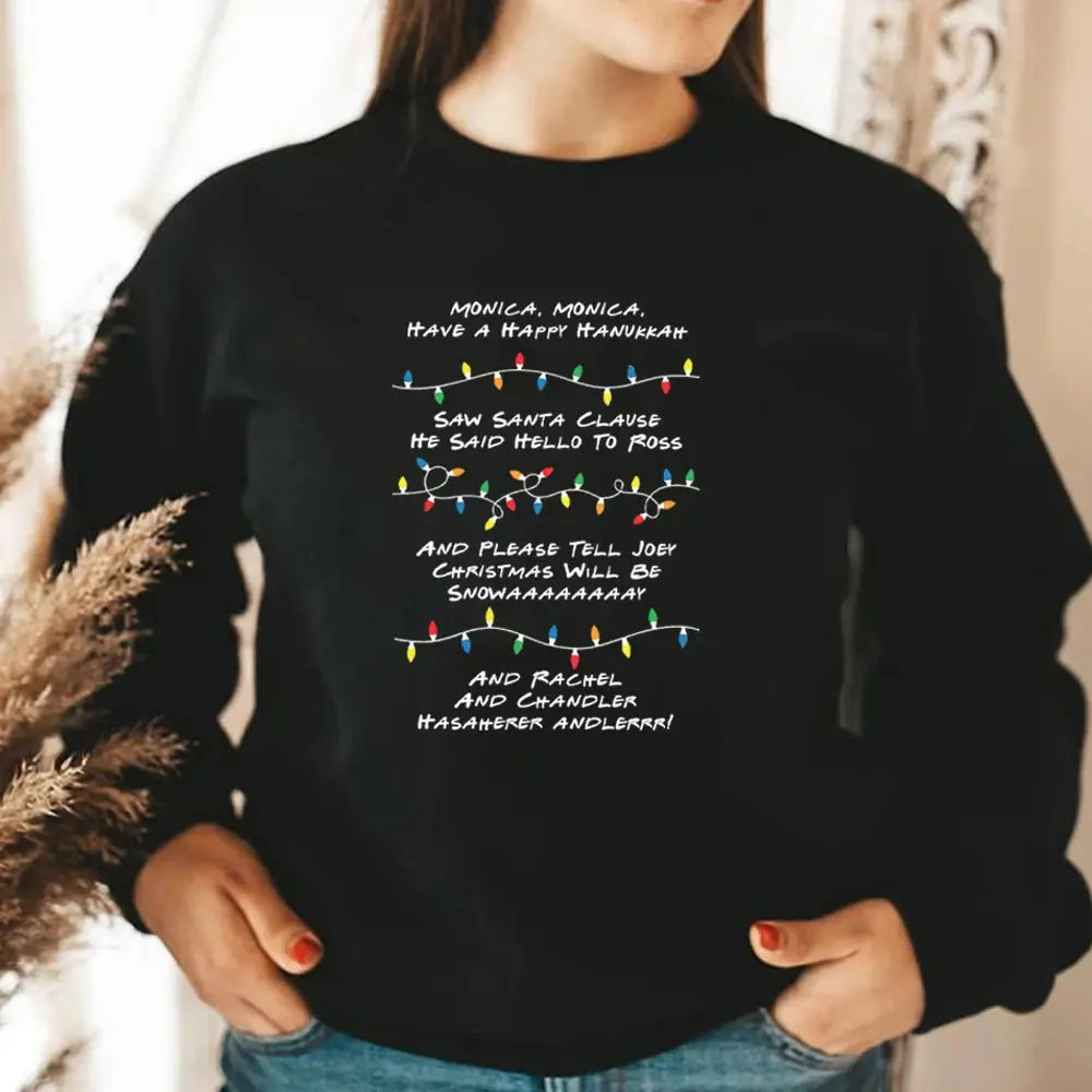 Friends Inspired Holiday Crewneck Sweatshirt Phoebe's Song Shirt Merry Christmas Long Sleeves Sweatshirts Natalia Home Fashion   black-XXXL Natalia Home Fashion