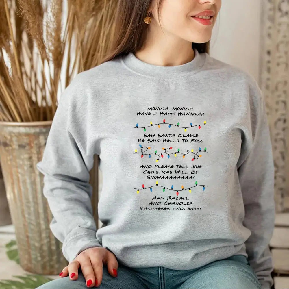 Friends Inspired Holiday Crewneck Sweatshirt Phoebe's Song Shirt Merry Christmas Long Sleeves Sweatshirts Natalia Home Fashion   GRAY-XXXL Natalia Home Fashion