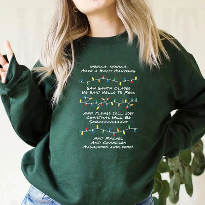 Friends Inspired Holiday Crewneck Sweatshirt Phoebe's Song Shirt Merry Christmas Long Sleeves Sweatshirts Natalia Home Fashion   Dark-Green-XXXL Natalia Home Fashion