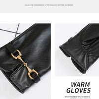 Full Finger PU Leather Gloves Windproof Waterproof Driving Gloves Thicken Winter Warm Touch Screen Gloves Outdoor Sports Natalia Home Fashion    Natalia Home Fashion