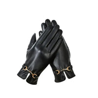 Full Finger PU Leather Gloves Windproof Waterproof Driving Gloves Thicken Winter Warm Touch Screen Gloves Outdoor Sports Natalia Home Fashion   black Natalia Home Fashion