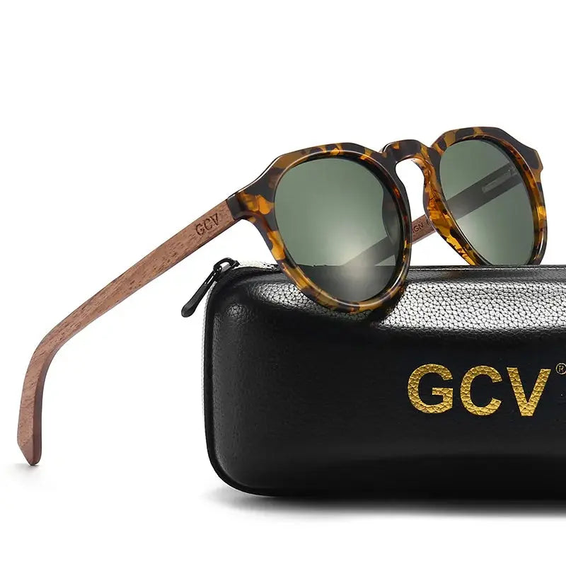 GCV Brand Advanced Walnut Wood Hawksbill Leopard Grain Frames Ultralight Sunglasses Men Women Female Polarized  Delicate Fashion Natalia Home Fashion    Natalia Home Fashion