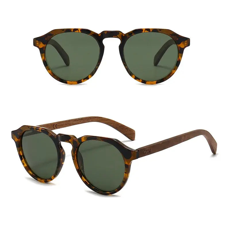 GCV Brand Advanced Walnut Wood Hawksbill Leopard Grain Frames Ultralight Sunglasses Men Women Female Polarized  Delicate Fashion Natalia Home Fashion    Natalia Home Fashion