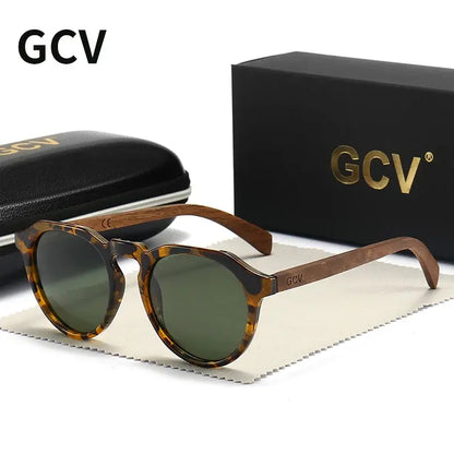 GCV Brand Advanced Walnut Wood Hawksbill Leopard Grain Frames Ultralight Sunglasses Men Women Female Polarized  Delicate Fashion Natalia Home Fashion   Polarized-HAWKSBILL-Green-CHINA Natalia Home Fashion