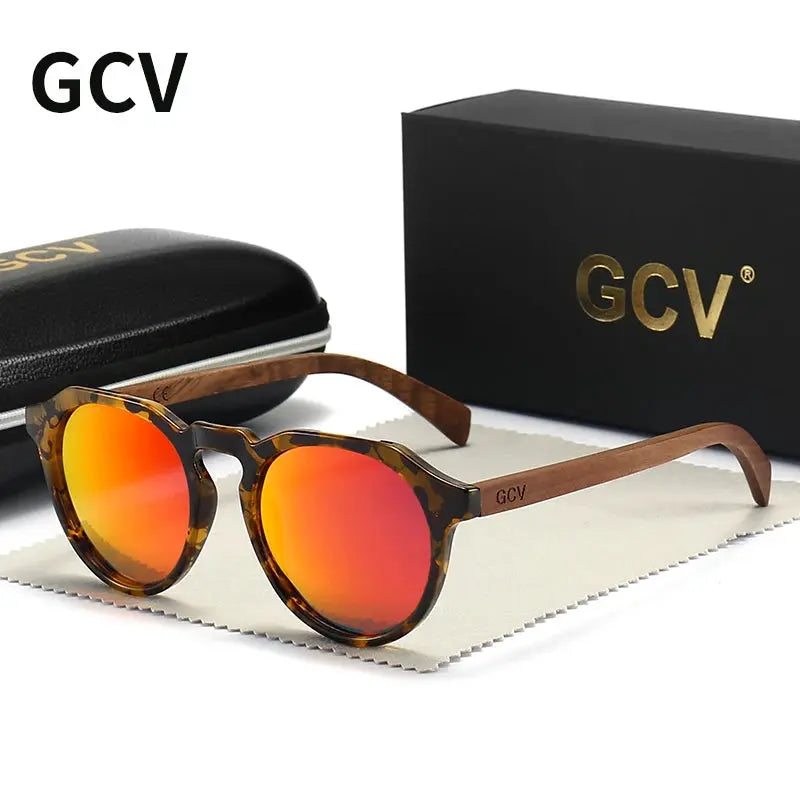 GCV Brand Advanced Walnut Wood Hawksbill Leopard Grain Frames Ultralight Sunglasses Men Women Female Polarized  Delicate Fashion Natalia Home Fashion   Polarized-HAWKSBILL-Orange-CHINA Natalia Home Fashion