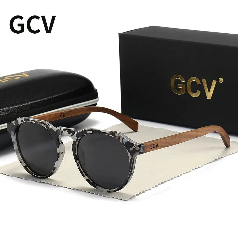 GCV Brand Advanced Walnut Wood Hawksbill Leopard Grain Frames Ultralight Sunglasses Men Women Female Polarized  Delicate Fashion Natalia Home Fashion   Polarized-HAWKSBILL-Black-CHINA Natalia Home Fashion