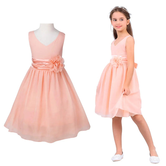 Girls Bridesmaid Dresses Teenage Birthday Party Tutu Sleeveless Dress Elegant Flower Princess Ball Gown for Kids Graduation Prom Natalia Home Fashion    Natalia Home Fashion