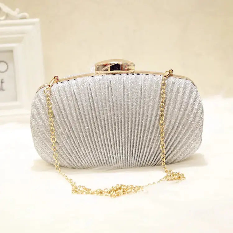 Golden Evening Clutch Women Bags Wedding Shiny Handbags Bridal Metal Bow Clutches Chain Shoulder Bag My Store