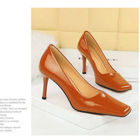 Shoes Square Toe Women  Patent Leather High Heels stiletto shoes Career Office Shoes Sexy Party Shoes Women My Store Heels   Natalia Home Fashion