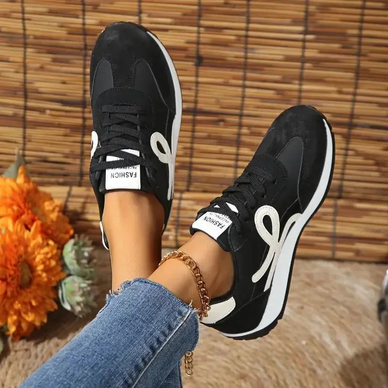 Lace Up Women Sneakers Mixed Colors Round Toe  Ladies Casual Shoes Natalia Home Fashion   black-41 Natalia Home Fashion